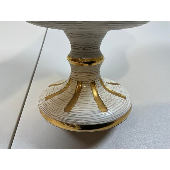 Vintage Fratelli Fanciullacci Sgraffito Italian Pottery White & Gold MCM - Picture 3 of 8